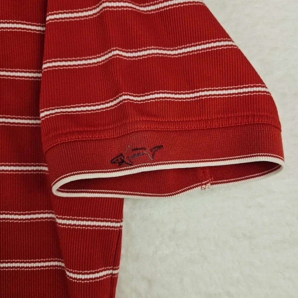 Vintage Greg Norman Short Sleeve Cotton Polo Shirt Red Ribbed Knit Sz‎ XL